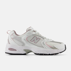 New Balance 530 white with silver metalic and ice wine *bajo pedido*