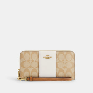 Coach Cartera Zip Around Wristlet Grande Signature Canvas *bajo pedido*