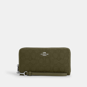 Coach Cartera Zip Around Wristlet Grande Signature Canvas *bajo pedido*