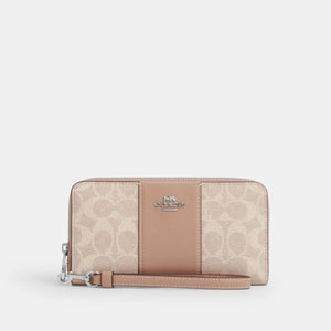 Coach Cartera Zip Around Wristlet Grande Signature Canvas *bajo pedido*