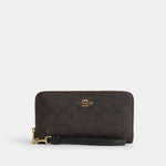 Coach Cartera Zip Around Wristlet Grande Signature Canvas *bajo pedido*