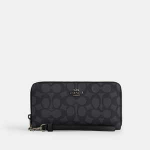 Coach Cartera Zip Around Wristlet Grande Signature Canvas *bajo pedido*