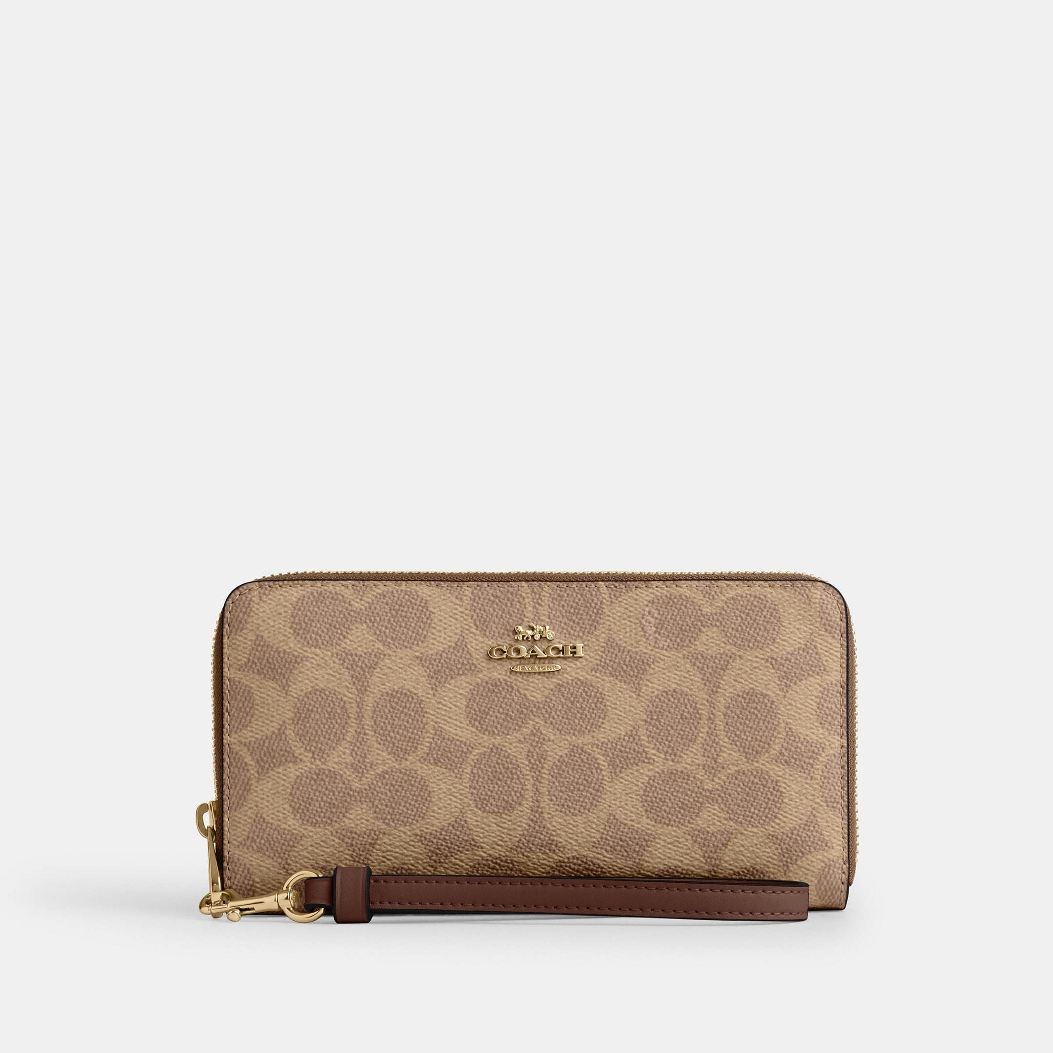 Coach Cartera Zip Around Wristlet Grande Signature Canvas *bajo pedido*