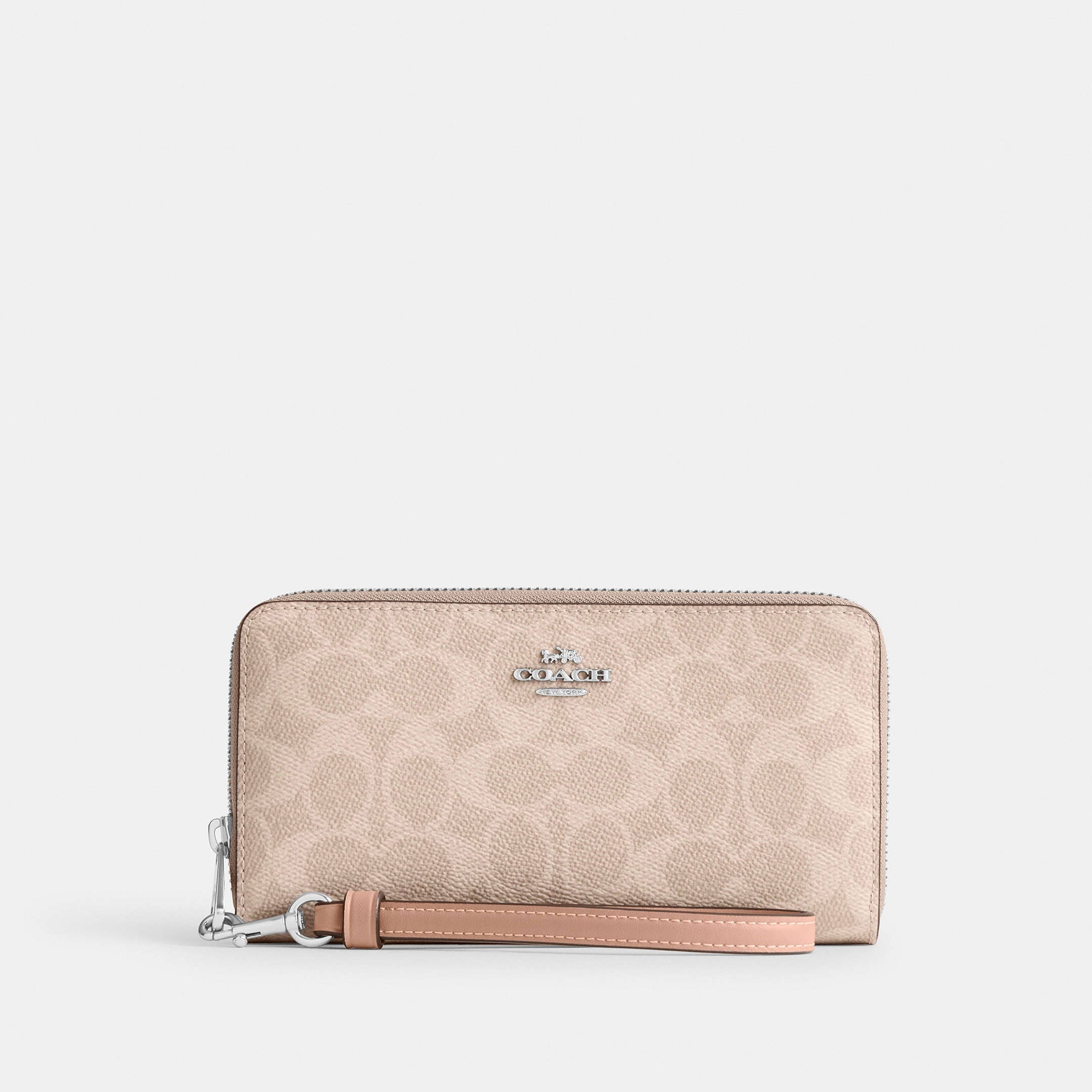 Coach Cartera Zip Around Wristlet Grande Signature Canvas *bajo pedido*