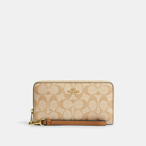 Coach Cartera Zip Around Wristlet Grande Signature Canvas *bajo pedido*