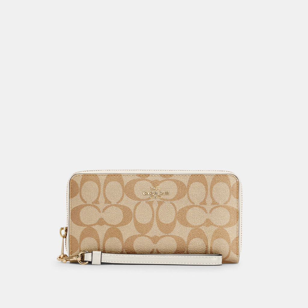 Coach Cartera Zip Around Wristlet Grande Signature Canvas *bajo pedido*