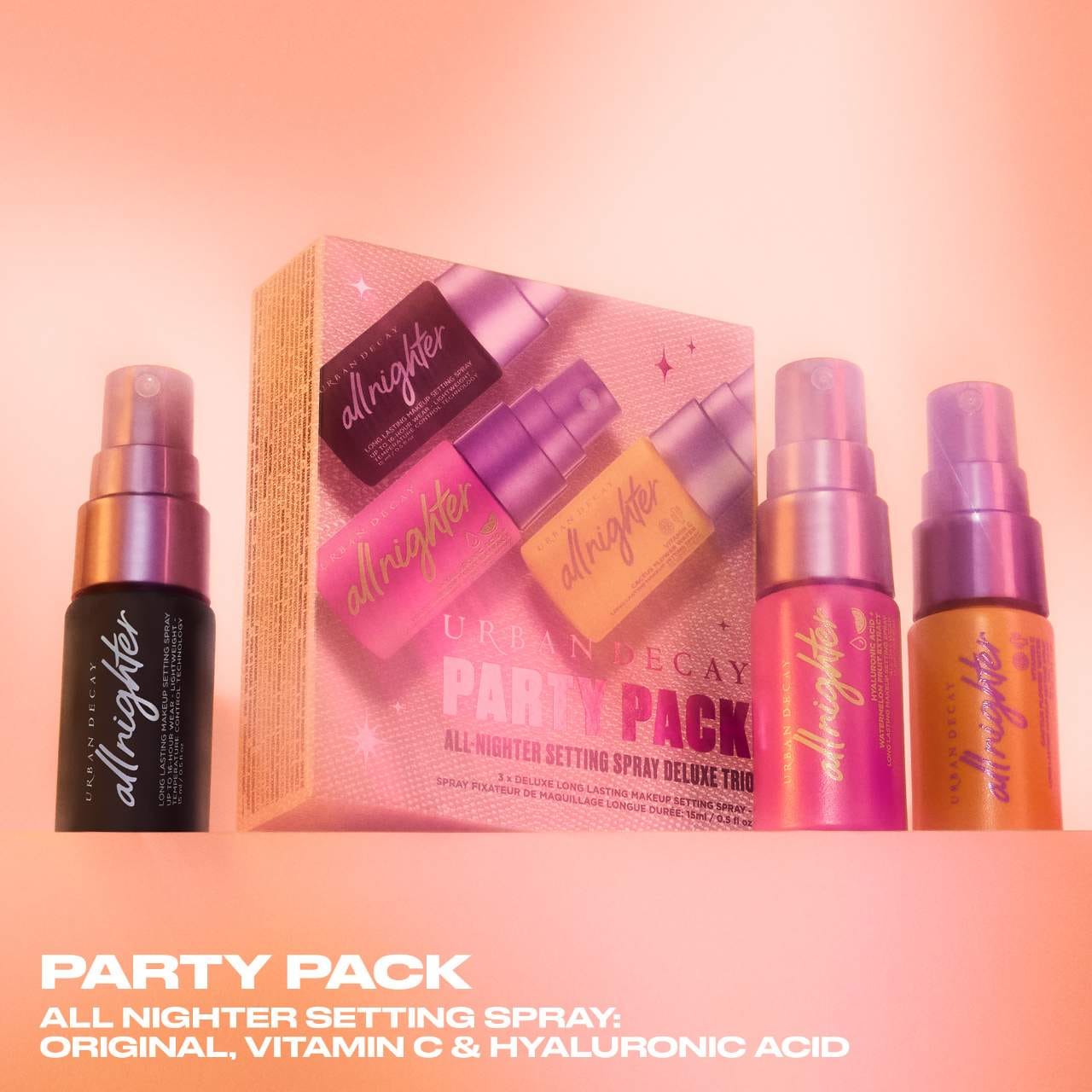 Urban Decay Mini Party Pack All Nighter Setting Spray Trio *bajo pedido*