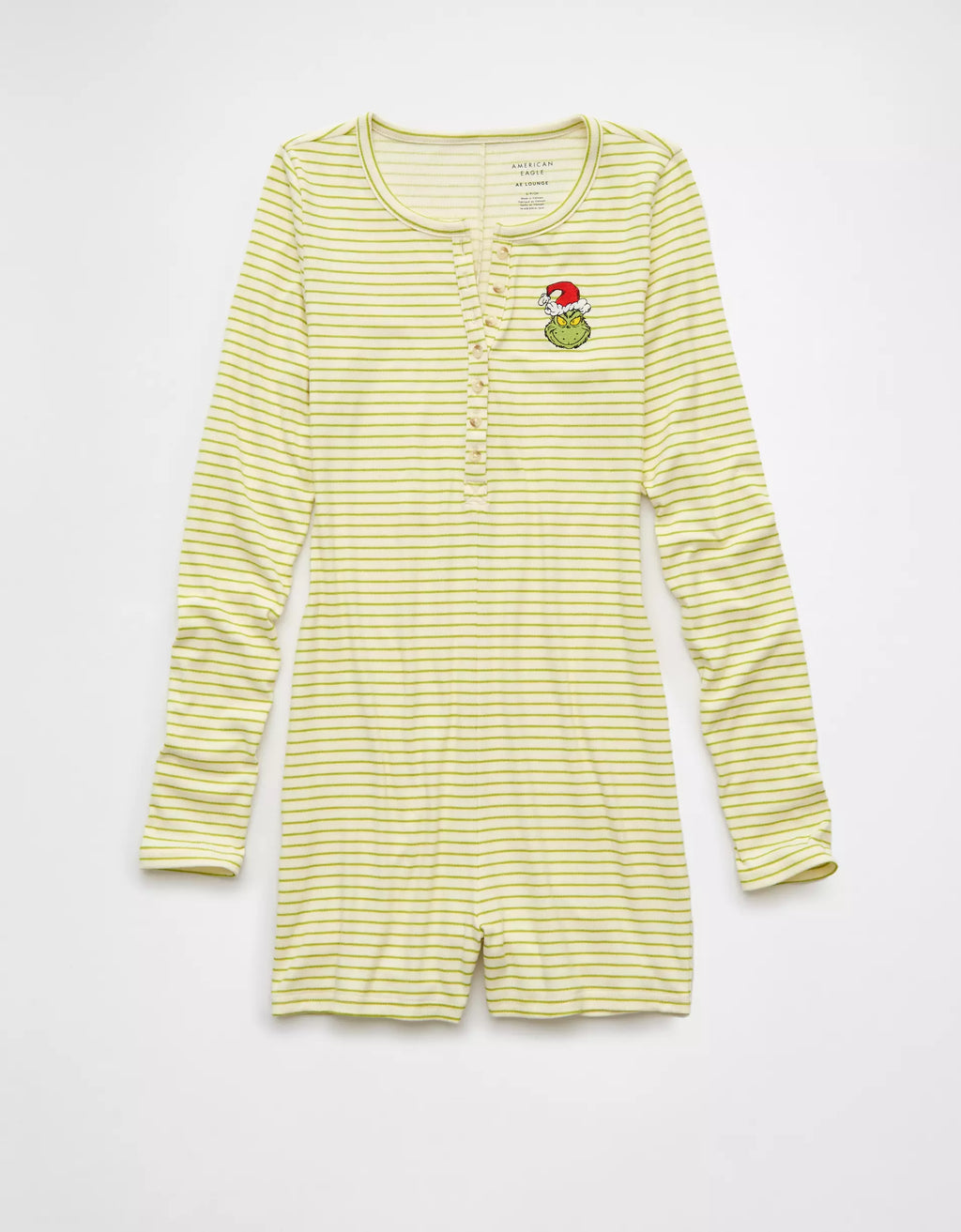 AE Grinch Striped Plush Romper *bajo pedido*